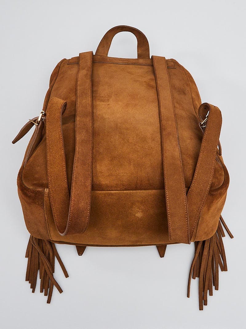 Yves Saint Laurent Brown Suede Fringe Festival Backpack Bag