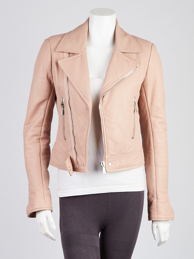 spiller strop Thanksgiving Balenciaga Light Pink Lambskin Leather Classic Biker Jacket 4/36 - Yoogi's  Closet