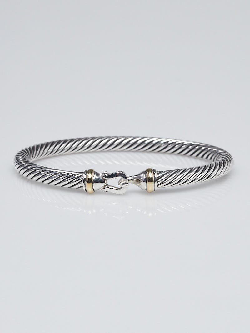 David Yurman 5mm Sterling Silver and 18k Gold Cable Buckle Bracelet