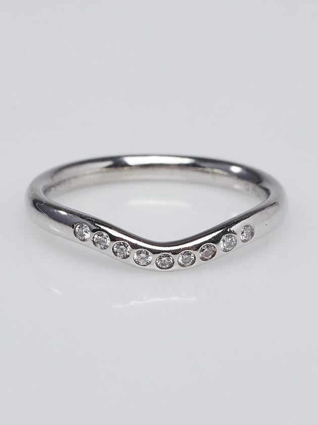 Tiffany & Co. Platinum and Diamond Elsa Peretti Curved Band Ring Size 4.5