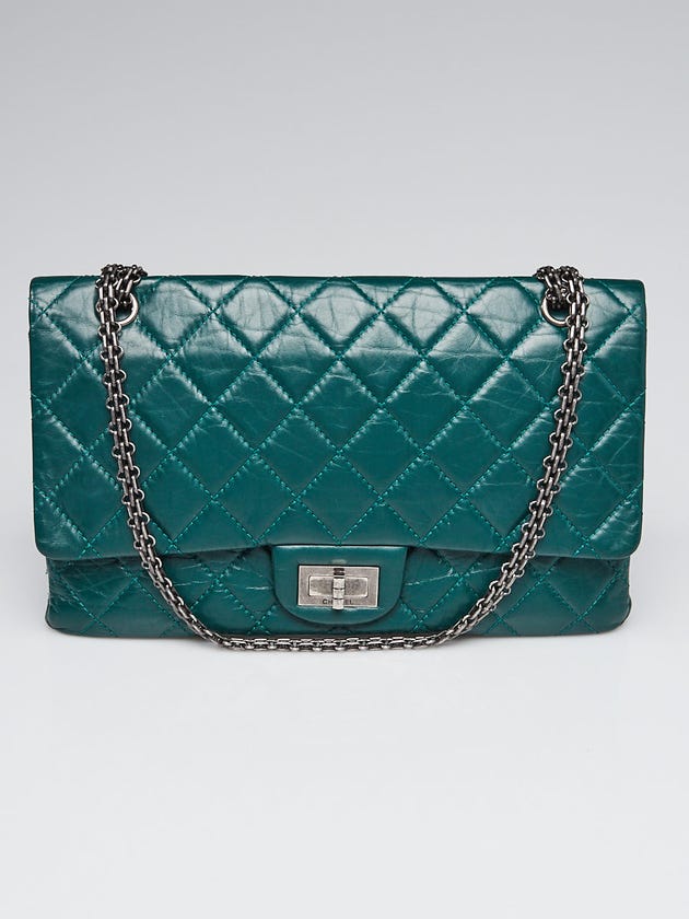 Chanel Green 2.55 Reissue Quilted Calfskin Leather Classic 227 Jumbo Flap Bag