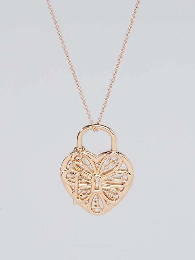 Tiffany & Co. 18k Rose Gold Filigree Heart and Key Pendant