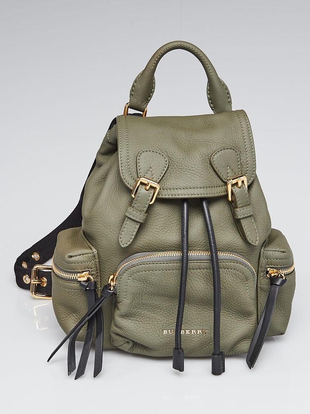 Burberry Green Pebbled Leather  Small Rucksack Backpack Bag