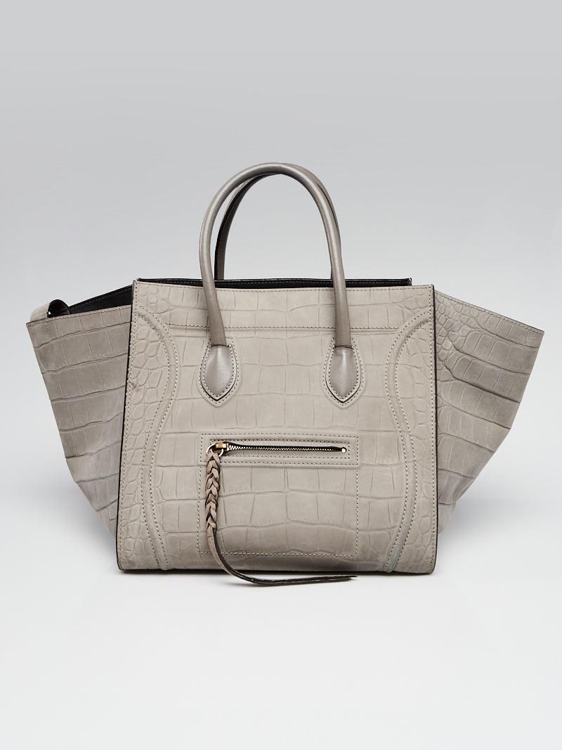 バッグ CELINE Crocodile hand bag CELINE Crocodile Nano Luggage Blue 919400 | FASHIONPHILE