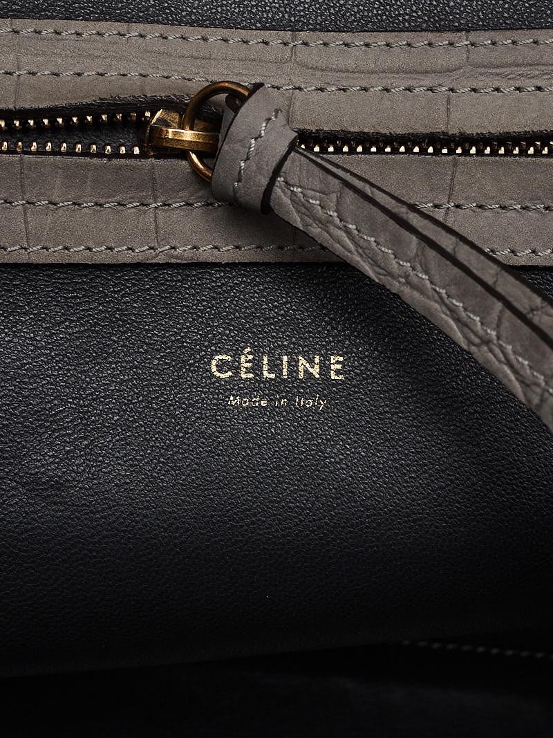 Celine Grey Crocodile Stamped Nubuck Leather Phantom Luggage Tote