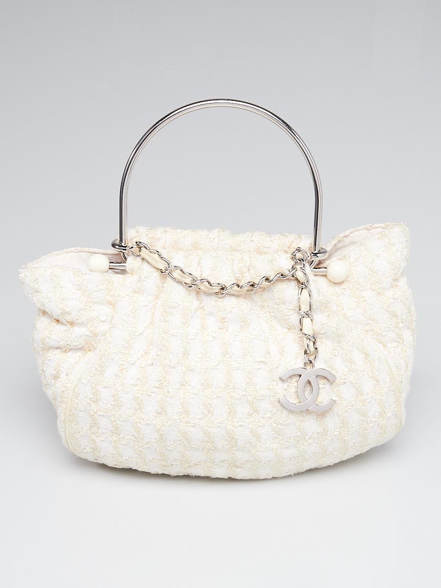 Chanel Beige/White Tweed Boucle Knitting Bag - Yoogi's Closet
