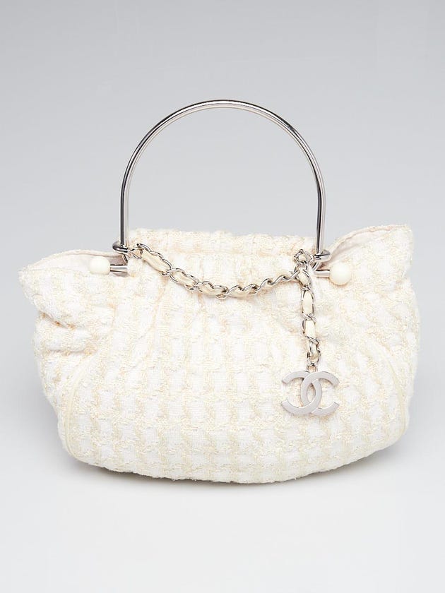 Chanel Beige/White Tweed Boucle Knitting Bag