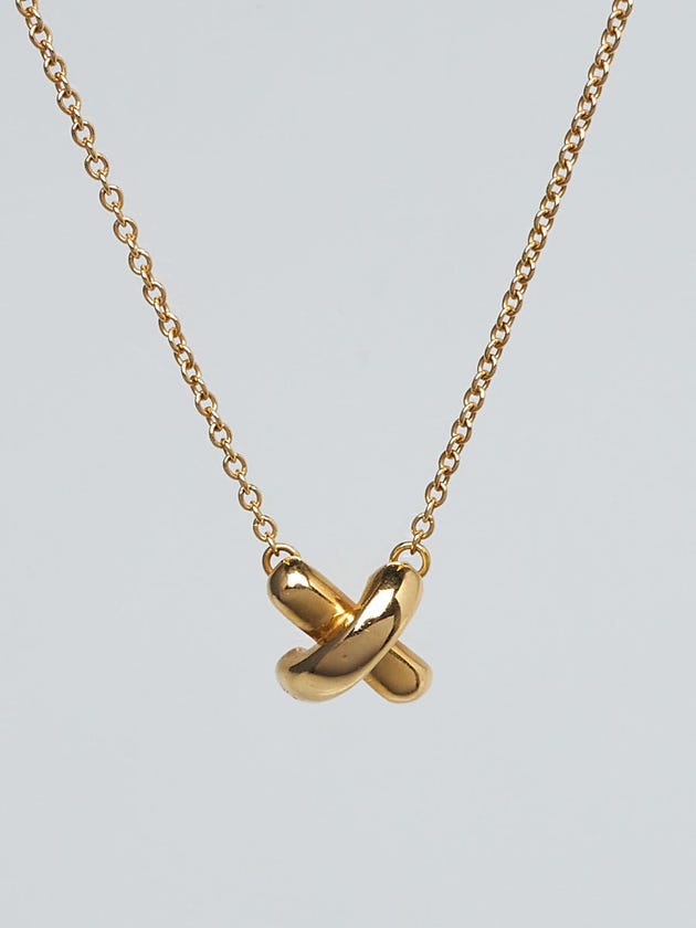 Tiffany & Co. 18k Yellow Gold Cross-Stitch Mini Pendant