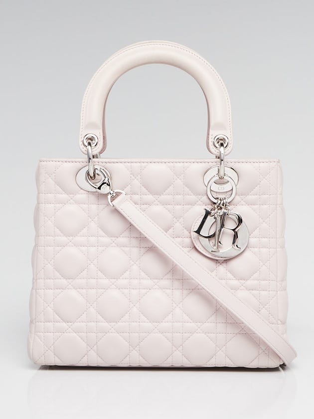 Christian Dior Pink Cannage Lambskin Leather Lady Dior Medium Bag