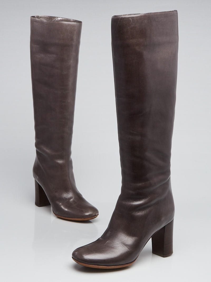 black leather knee high boots size 5