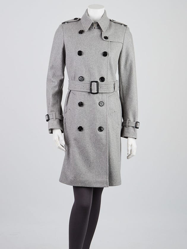 Burberry Grey Wool Long Kensington Trench Coat Size 4/ITA 38