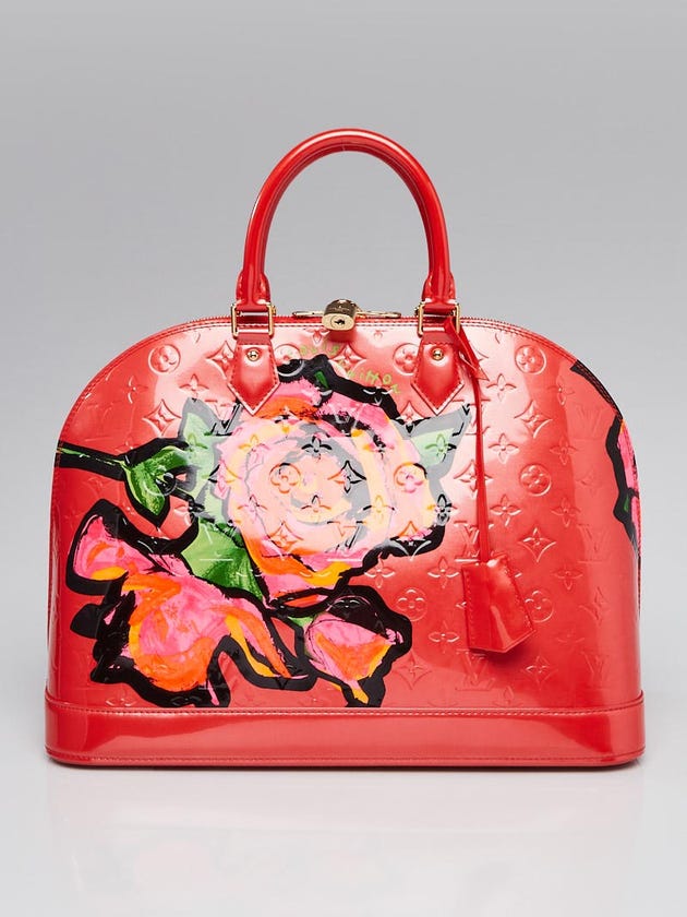 Louis Vuitton Limited Edition Stephen Sprouse Roses Orange Sunset Monogram Vernis Alma MM Bag