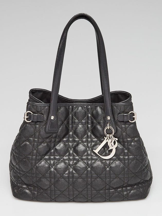 Christian Dior Black Cannage Quilted Coated Canvas Small Panarea Tote Bag