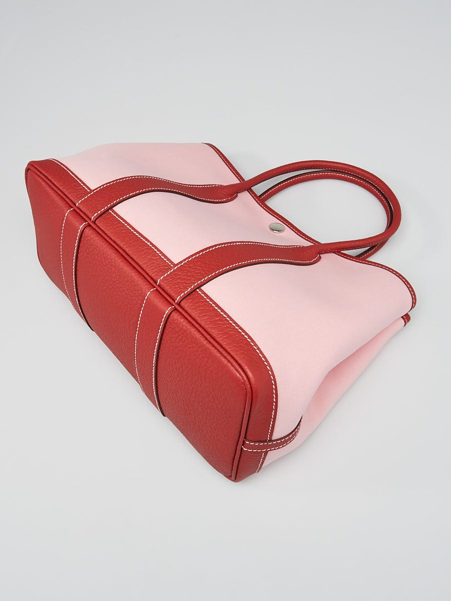Hermes 30cm Rose Sakura Canvas and Rouge Duchesse Negonda Leather