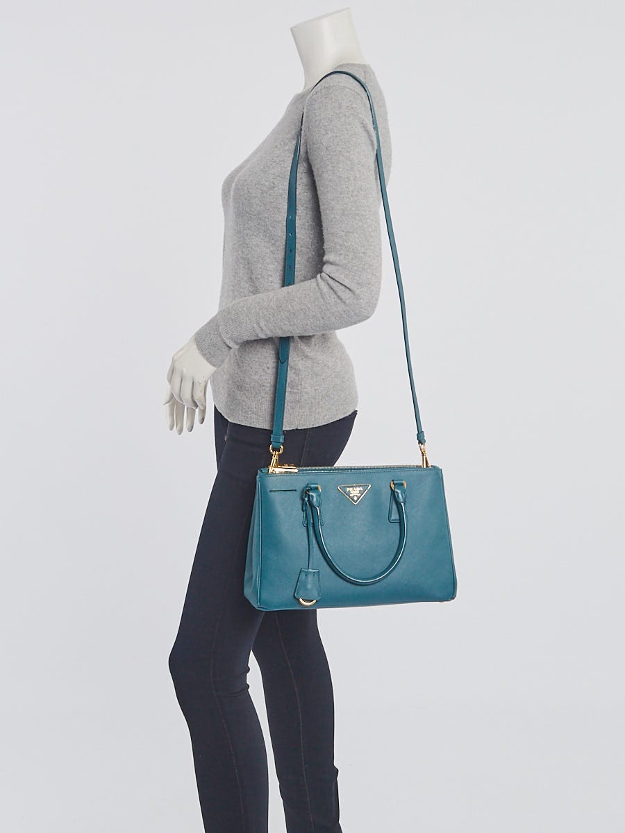 Prada Ottanio Saffiano Leather Double Zip Small Tote Bag BN1801