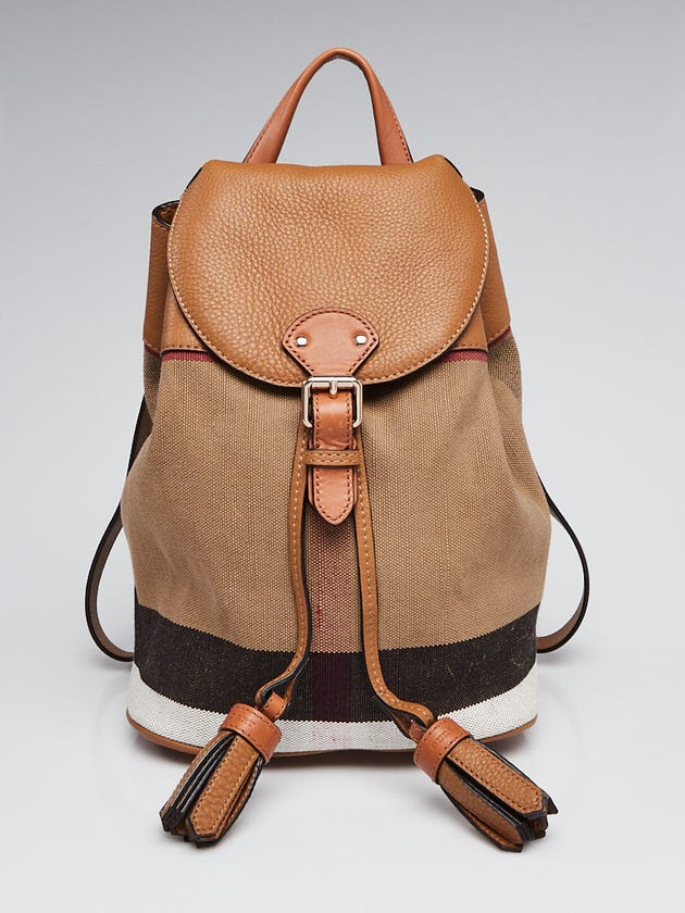 Burberry Brown Check Canvas Small Backpack Bag
