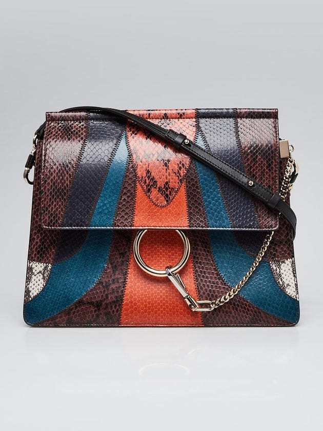 Chloe Black Multicolor Snakeskin Medium Faye Shoulder Bag