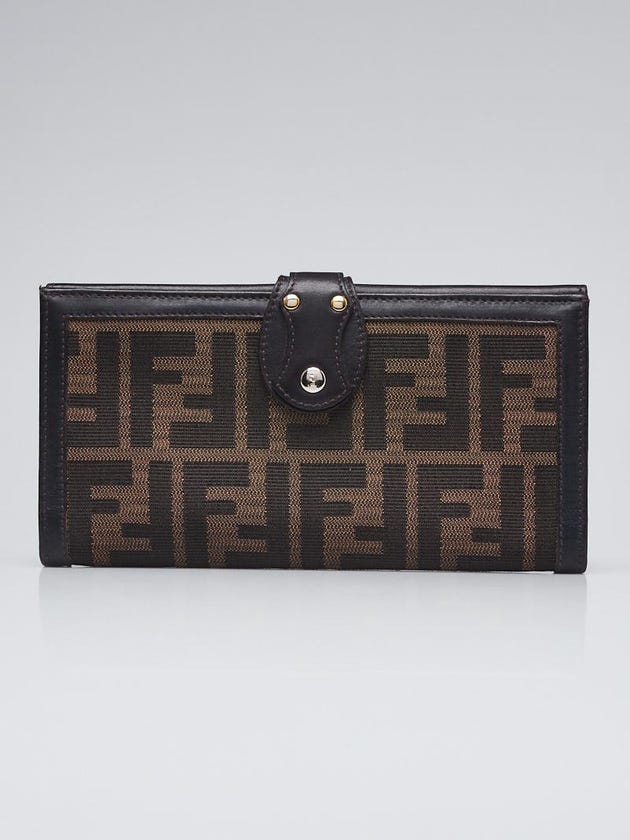 Fendi Tobacco Print Zucca Canvas Long Flap Wallet 8M0112