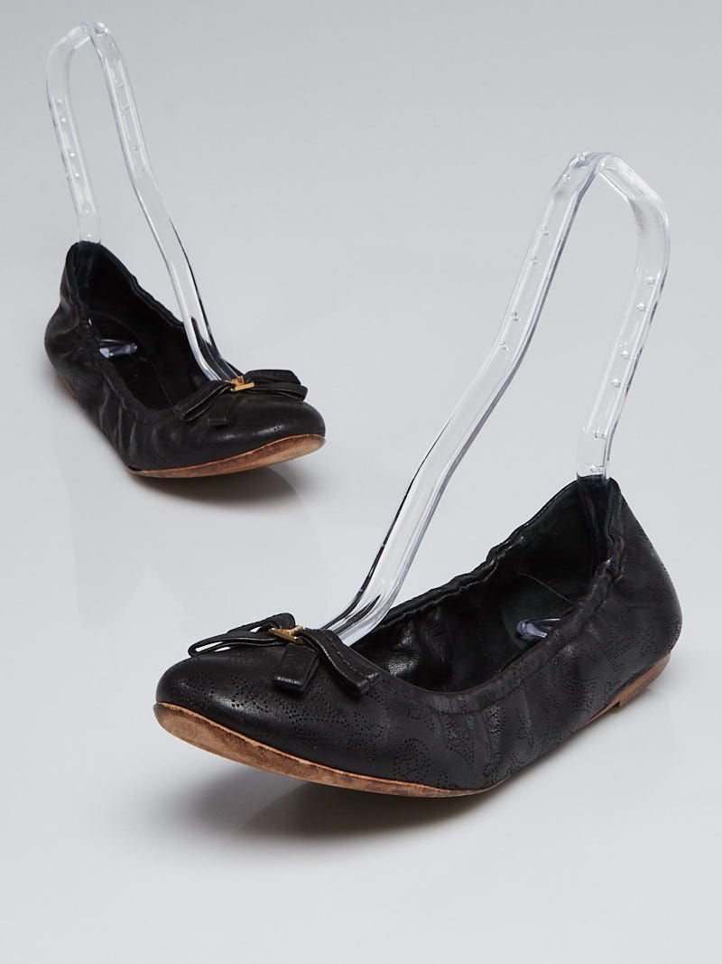 Louis Vuitton Black Elba Ballerina Flat Perforated Mahina Leather Shoes  Size 39