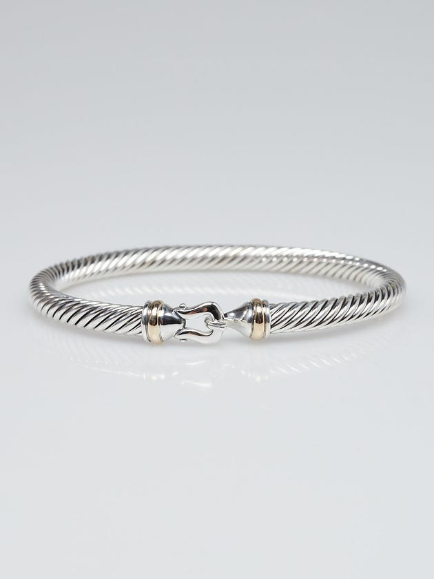 David Yurman 5mm Sterling Silver and 18k Gold Cable Buckle Bracelet