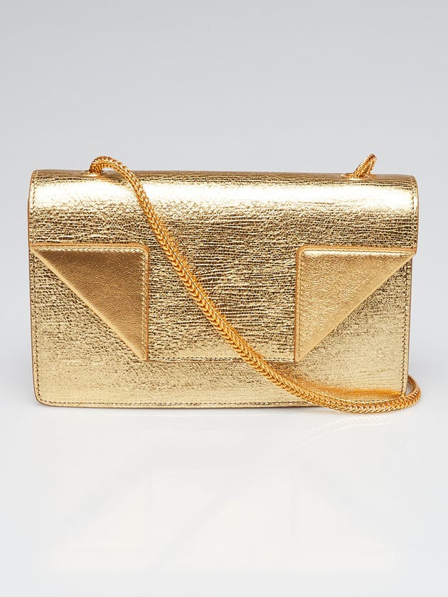 Yves Saint Laurent Gold Textured Leather Small Betty Flap Bag