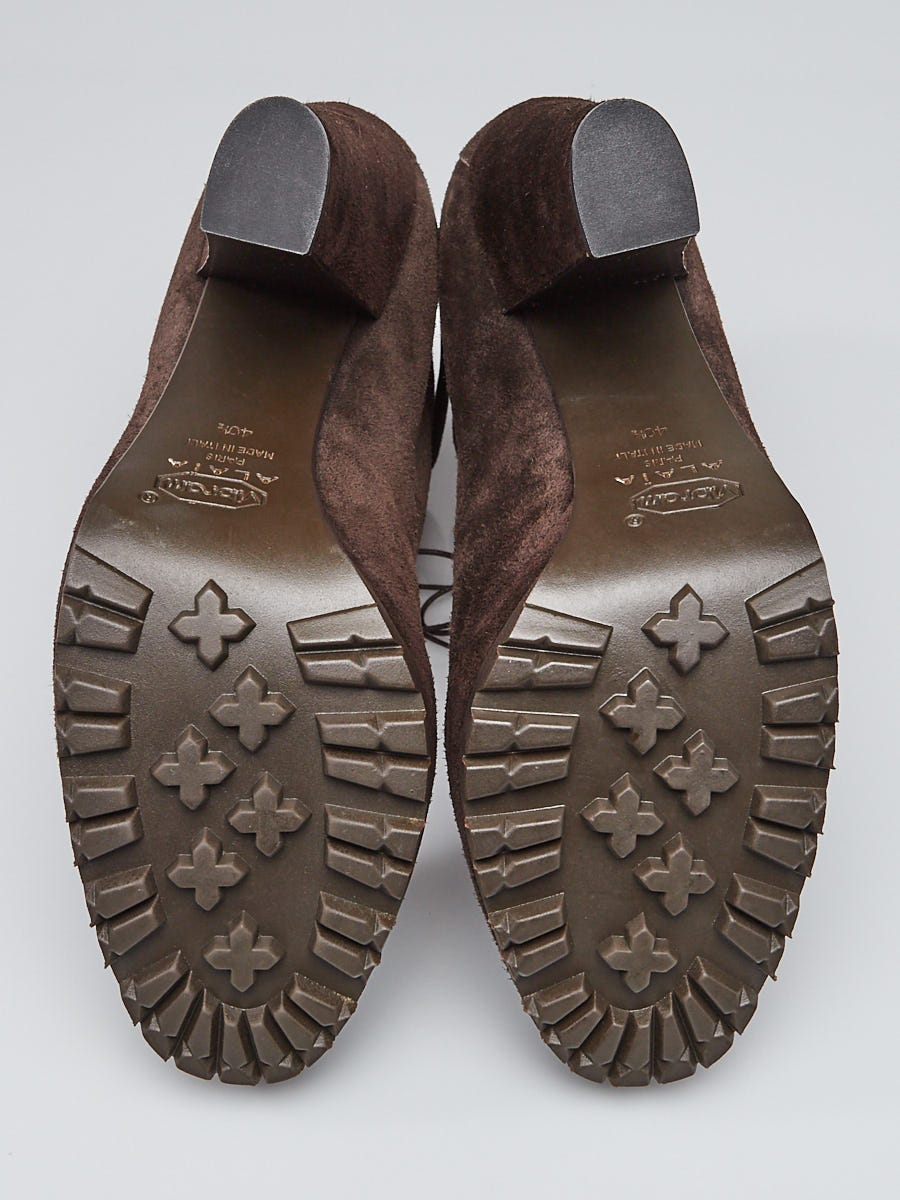 Alaïa Brown Suede Lace-Up High Heeled Ankle Boots Size 10/40.5