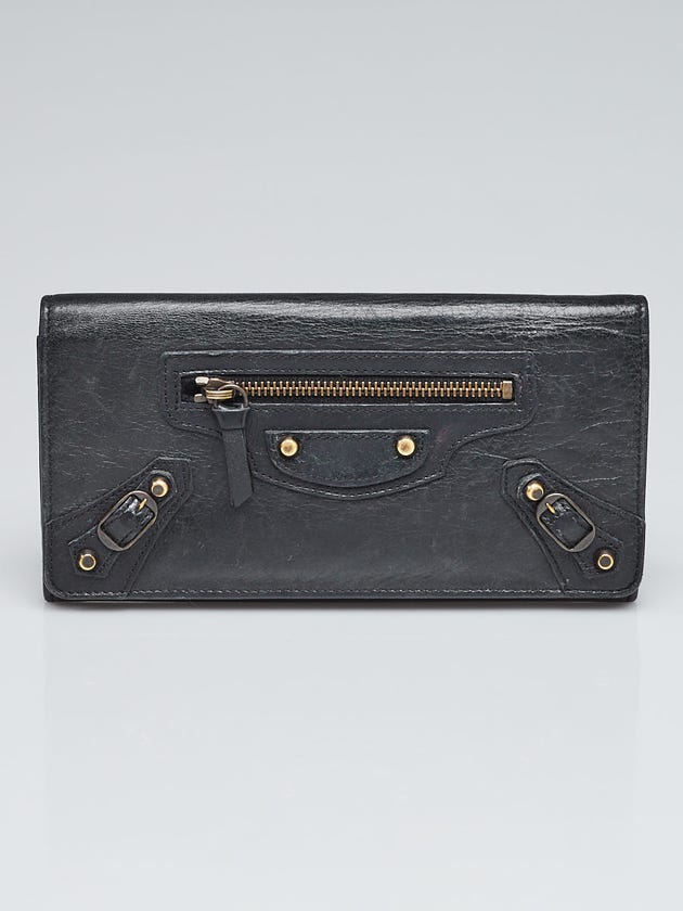 Balenciaga Black Lambskin Leather Classic Money Wallet