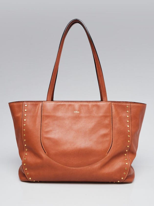 Chloe Caramel Calfskin Leather Isa Shopper Tote Bag