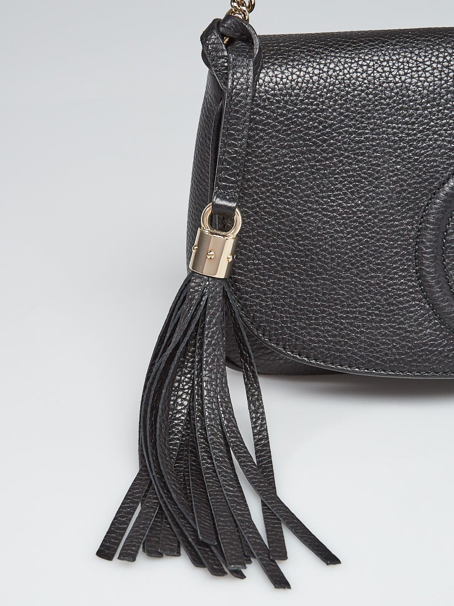 Gucci Soho Chain Flap Leather Shoulder Bag Black