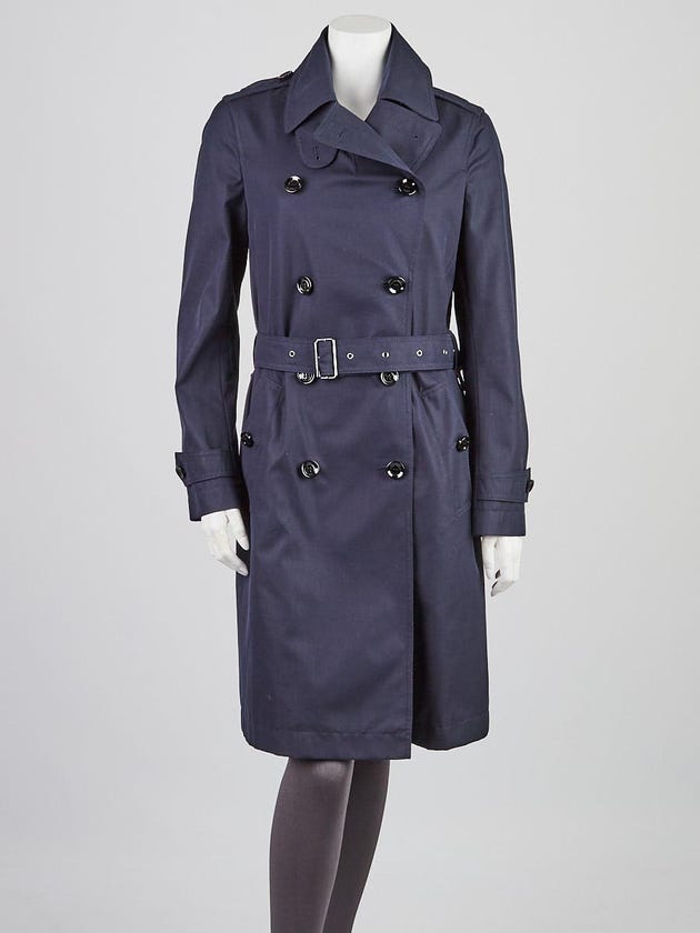 Burberry Brit Navy Blue Cotton Trench Coat Size 6/40