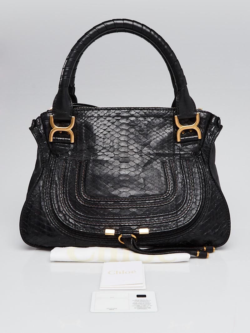 Chloe Black Python and Leather Medium Marcie Satchel Bag | Yoogi's