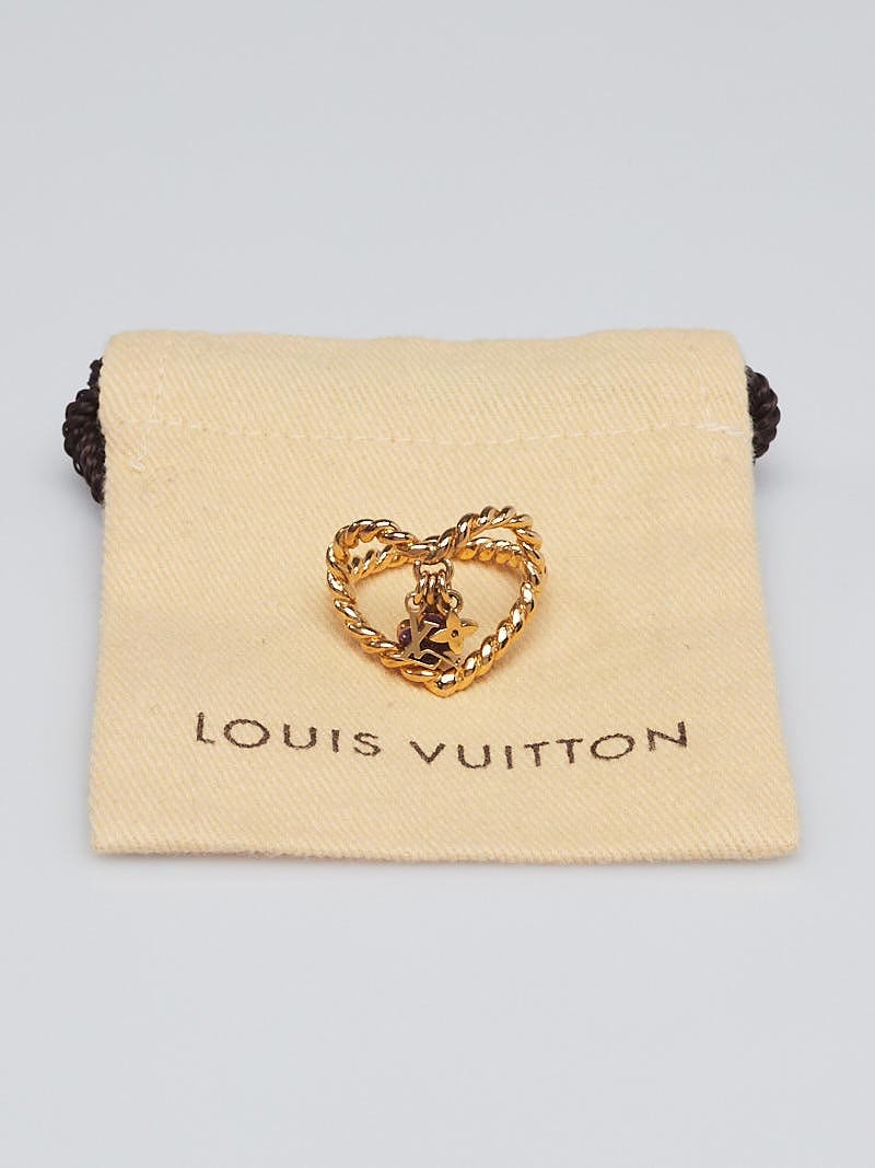 Louis Vuitton Goldtone Metal Monogram Sweet Heart Ring Size 6.5