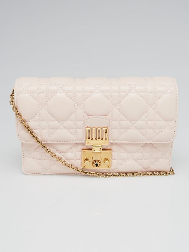 Christian Dior Light Pink Cannage Quilted Lambskin Leather DiorAddict Small Flap Bag