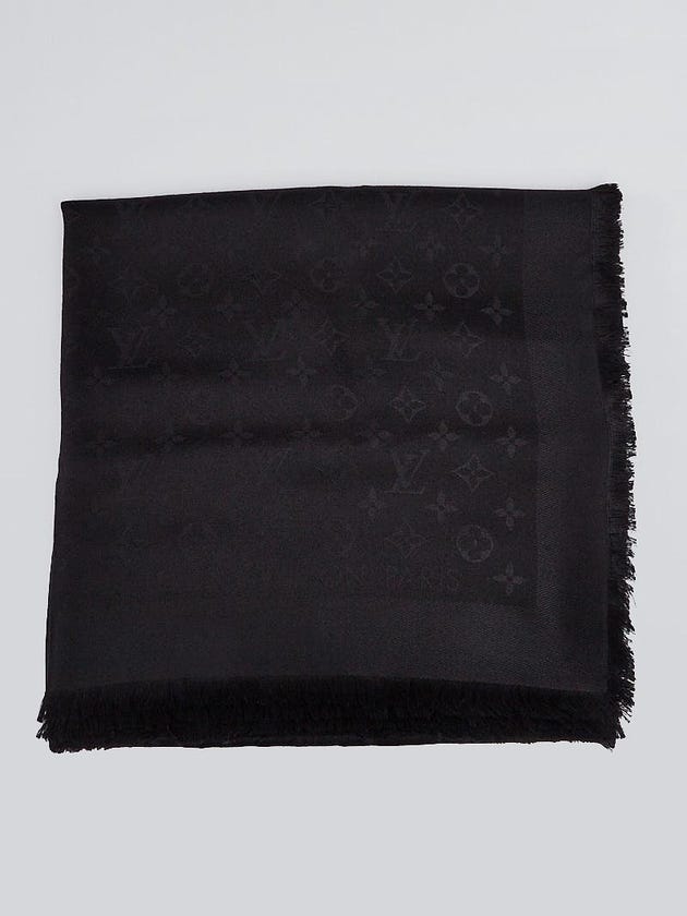 Louis Vuitton Black Monogram Silk/Wool Shawl Scarf