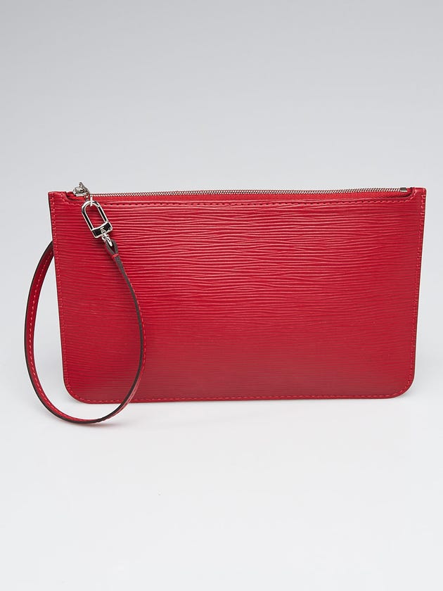 Louis Vuitton Red Epi Neverfull Pochette Zippered Clutch Bag