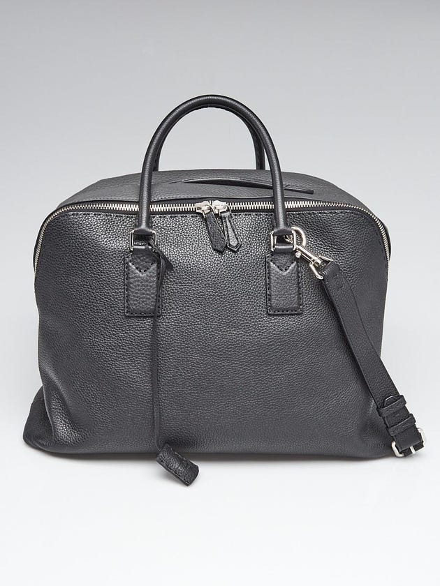 Fendi Black and Grey Pebbled Leather Large Bowler Bag 7VS104