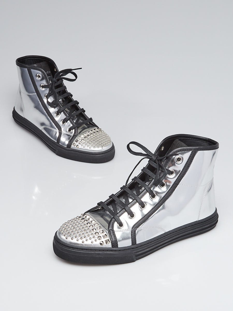 Louis Vuitton Black Leather Studded Lace Up Sneakers Size 37.5