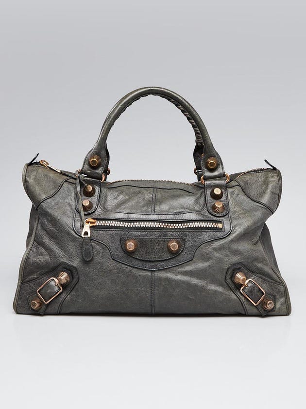 Balenciaga Anthracite Lambskin Leather Giant 21 Rose Gold Work Bag