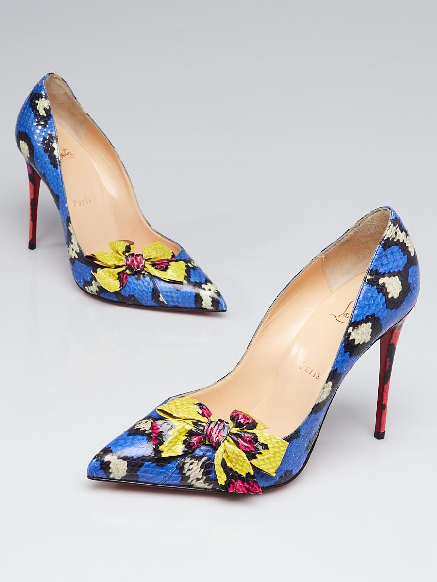 Christian Louboutin Blue Ayers Snakeskin Madame Menodo 100 Pumps Size 8.5 39 Yoogi s Closet