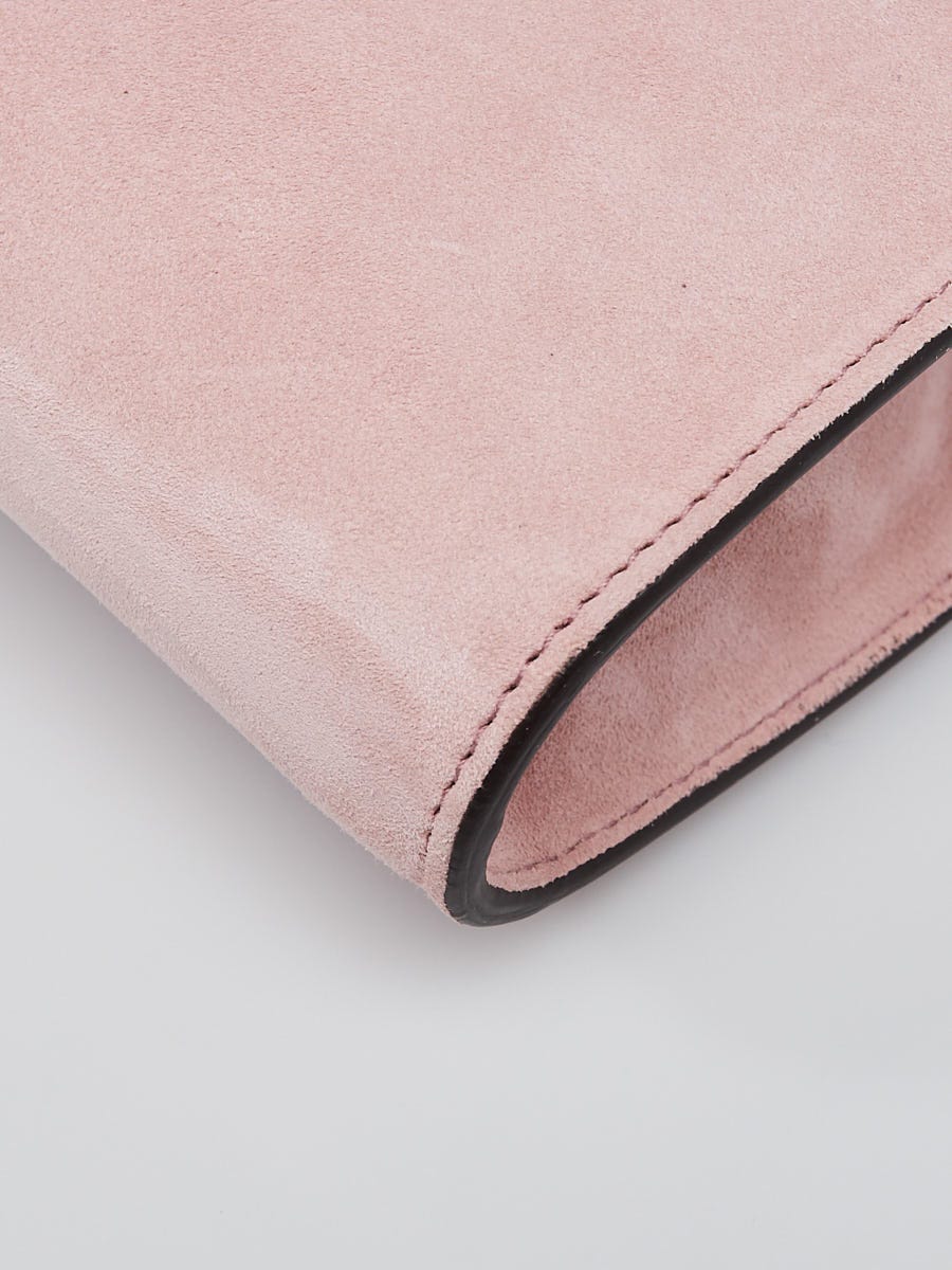 Baby pink suede hot sale clutch bag