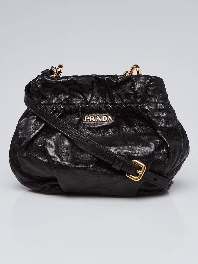 Prada Black Saffiano Leather Mini Crossbody Bag 1DH010 - Yoogi's Closet