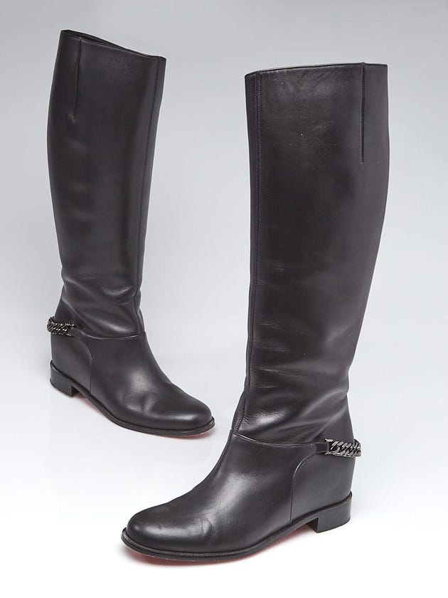 Christian Louboutin Black Leather Cate Tall Boots Size 9/39.5