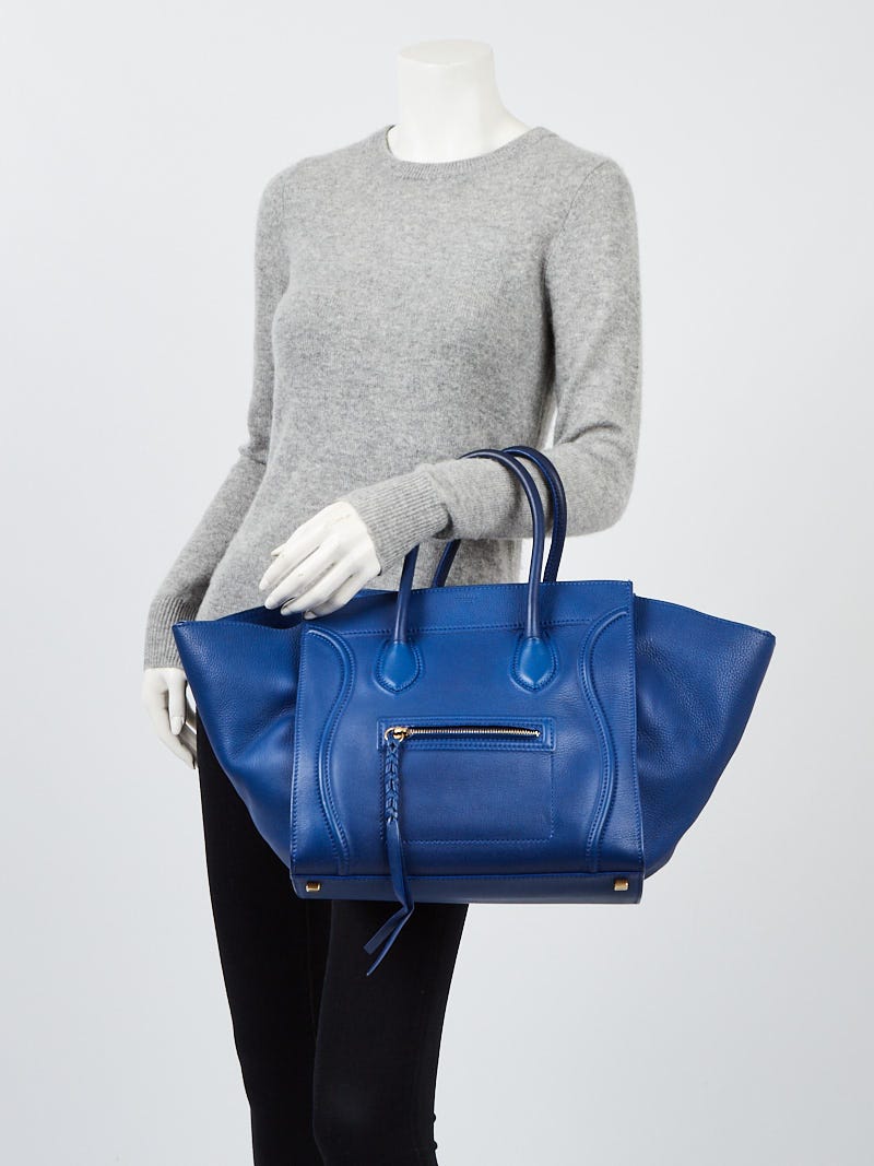 Celine Royal Blue Suede Small Phantom Luggage Tote Bag - Yoogi's Closet