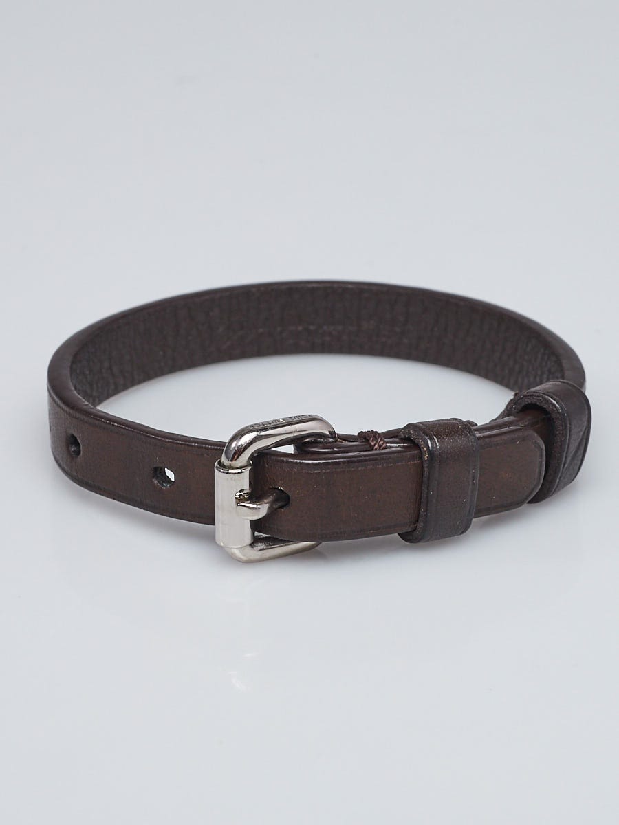 Louis Vuitton Brown Leather Stamp It Bracelet - Yoogi's Closet