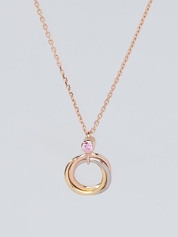 Cartier 18k Tri Gold and Pink Sapphire Baby Trinity de Cartier