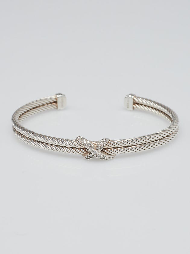 David Yurman Sterling Silver and Diamond Cable Crossover X Bracelet