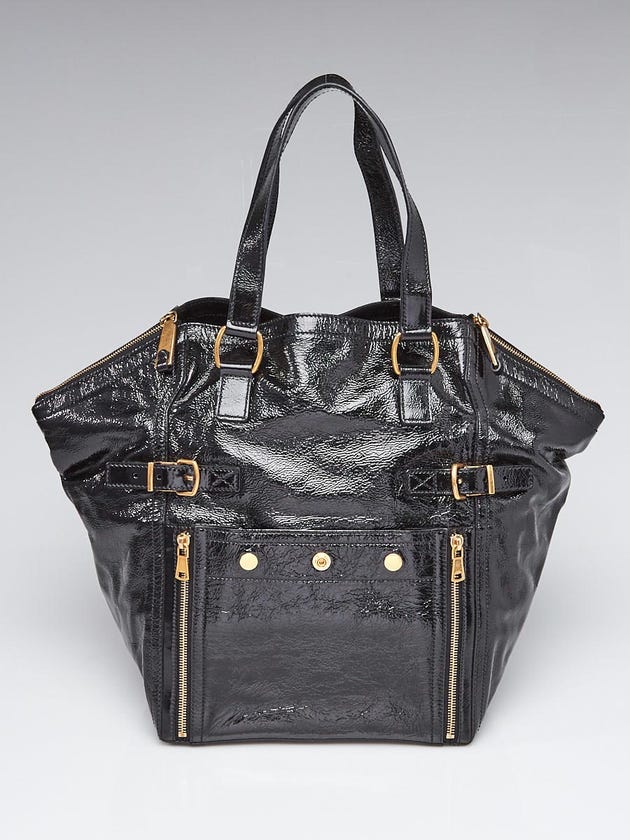 Yves Saint Laurent Black Patent Leather Large Downtown Tote Bag
