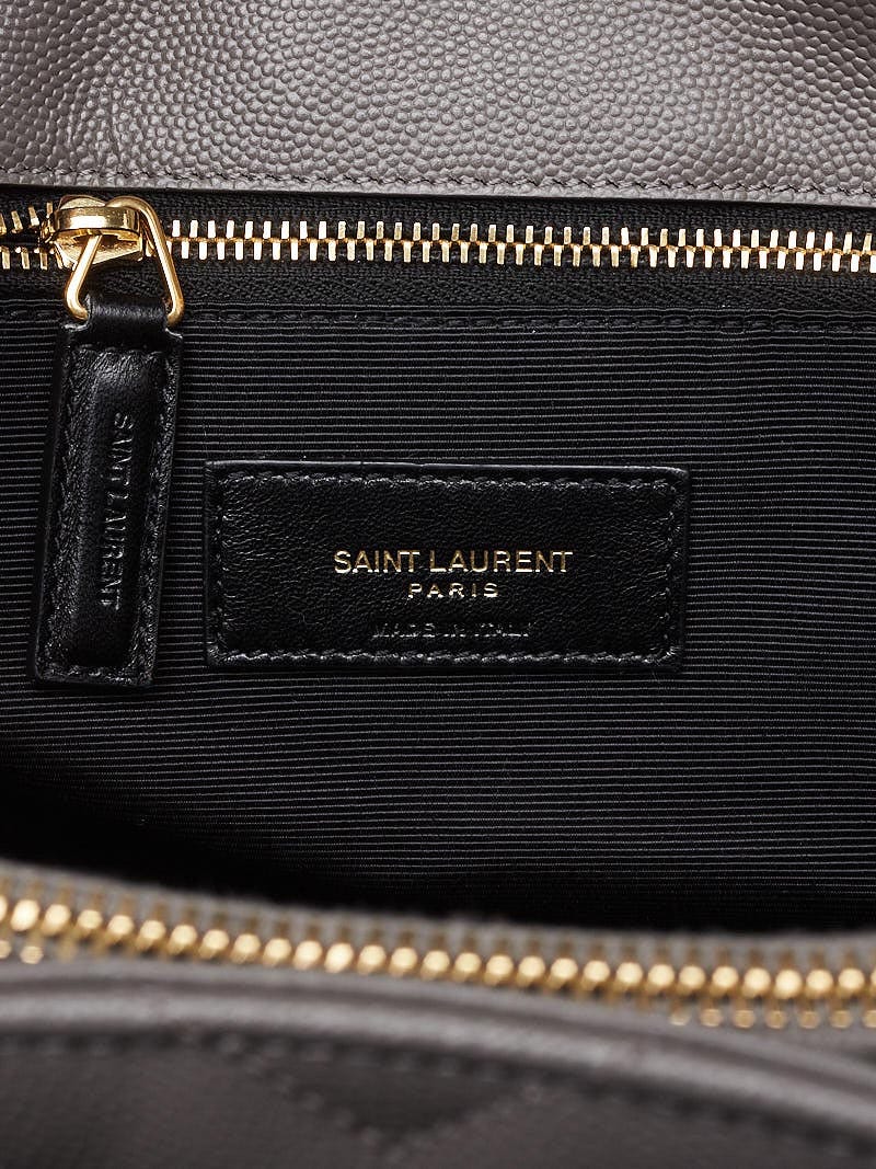 Yves Saint Laurent Fog Grey Chevron Quilted Leather Monogram