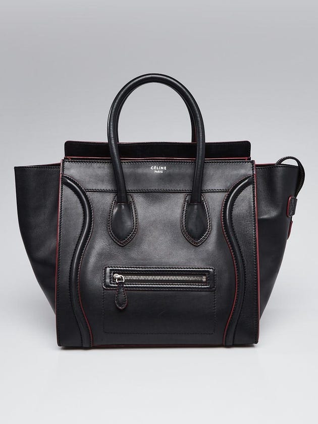 Celine Black/Red Smooth Leather Mini Luggage Tote Bag