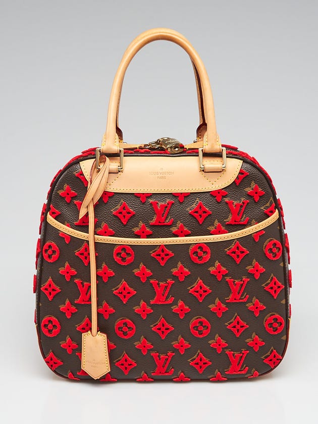 Louis Vuitton Limited Edition Rouge Monogram Tuffetage Deauville Cube Bag
